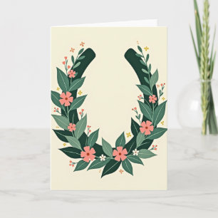 Tarjeta de herradura afortunada floral