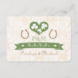 Tarjeta de herradura con monograma RSVP de la