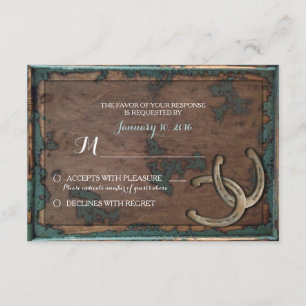 Tarjeta de herradura rústica de RSVP que se casa