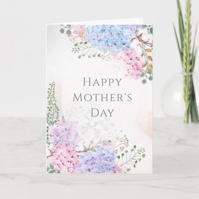 tarjeta de hidrangea del día de la madre feliz (Anverso)