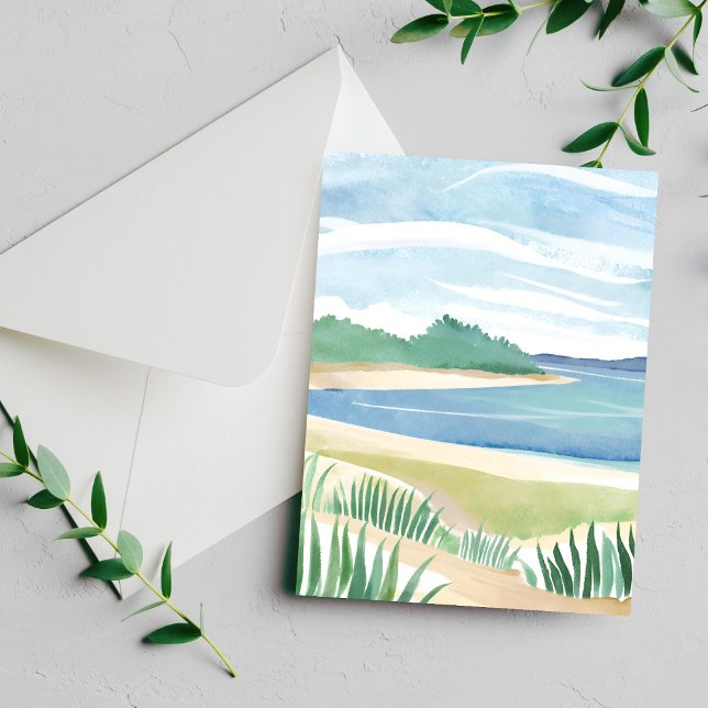 Tarjeta de hierba de playa bahía acuarela océano c (Subido por el creador)