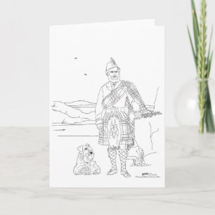 Tarjeta de Highlander Escocés con Kilt