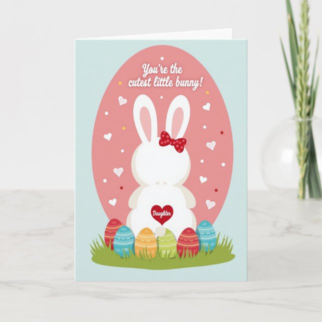 Tarjeta de hija con patrón de corazón (Anverso)