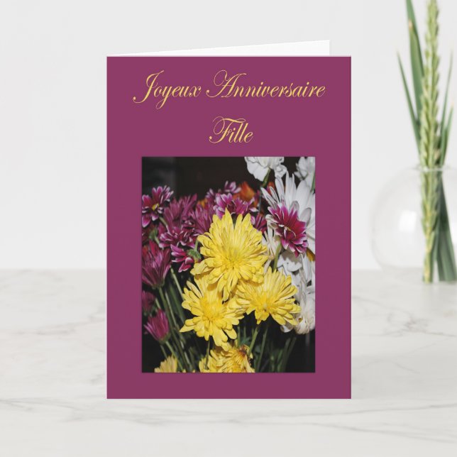 Tarjeta de hija de cumpleaños francesa (Anverso)