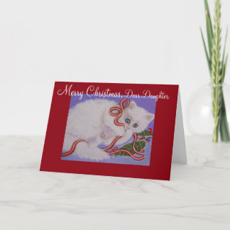 Tarjeta de hija, gatito, Navidad