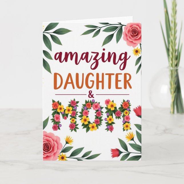 Tarjeta de Hija y Mamá en Flor (Anverso)