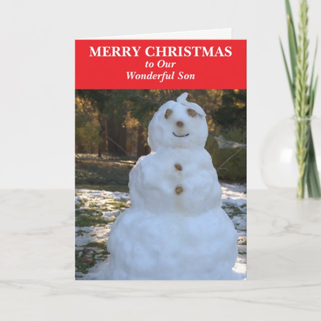 Tarjeta de hijo de navidades Snowman (Anverso)
