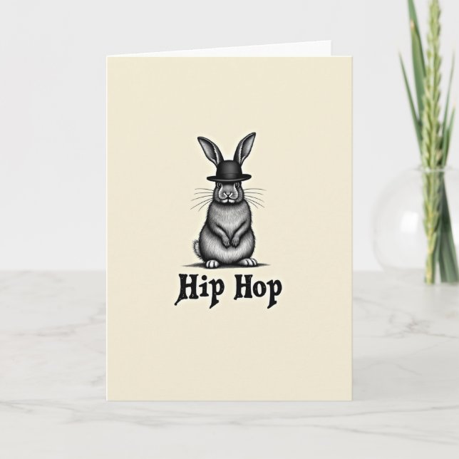 Tarjeta de Hip Hop con Patrón de Conejo (Anverso)