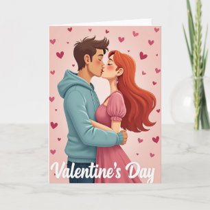 Tarjeta de historia de amor con patrón de corazón