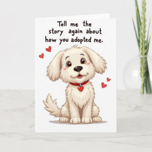 Tarjeta de historia de amor de cachorro de lunares