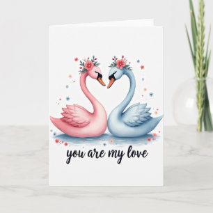 Tarjeta de historia de amor de cisnes