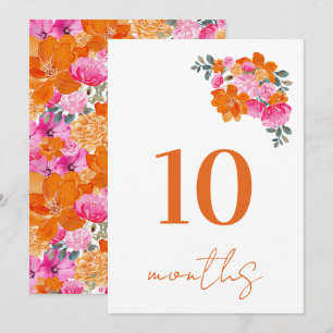 Tarjeta de hito de bebé de 10 meses rosa y naranja