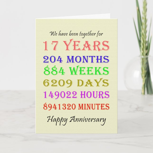 Tarjeta de hitos del 17 aniversario (Anverso)