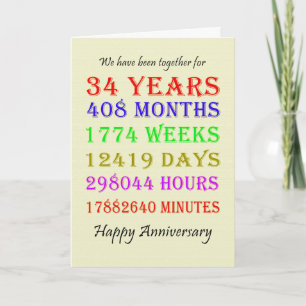 Tarjeta de hitos del 34º aniversario