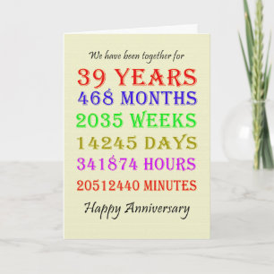 Tarjeta de hitos del 39 aniversario