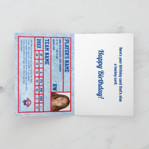 Tarjeta de hockey Tarjeta de cumpleaños con estadí