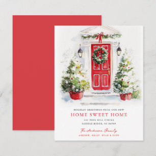 Tarjeta de Hogar Dulce Hogar con Puerta Roja Rústi