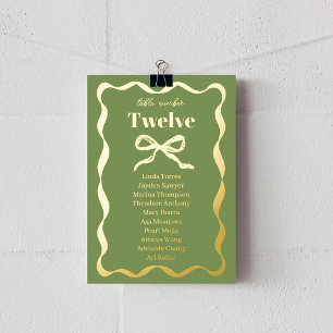 Tarjeta de Hoja de Cartón de Asientos de Boda Retr