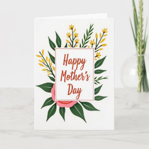 Tarjeta de hoja del día de la madre encantador