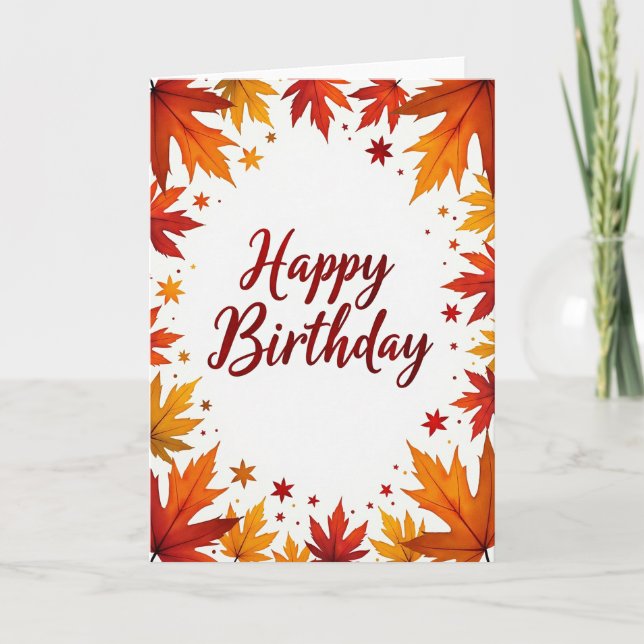 Tarjeta de Hojas de Otoño Alegres (Anverso)