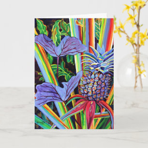 Tarjeta de hojas de piña hawaiana y taro