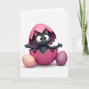 Tarjeta de Hola Gatito Rompiendo el Cascarón
