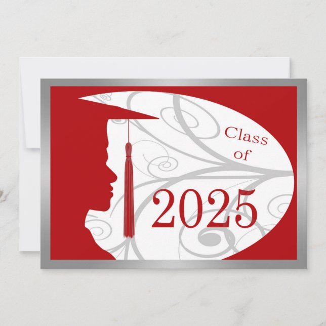 Tarjeta de hombre de plata y rojo Silueta 2025 (Anverso)