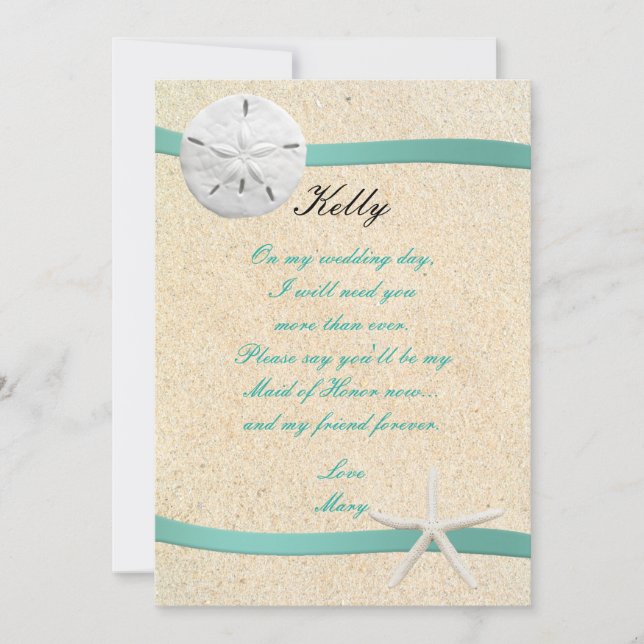 Tarjeta De Honor De La Boda De La Playa Del Dólar  (Anverso)
