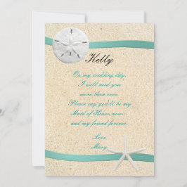 Tarjeta De Honor De La Boda De La Playa Del Dólar