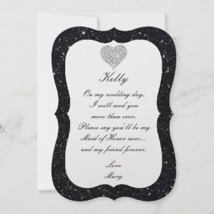 Tarjeta De Honor Del Purpurina Negro Diamond Heart