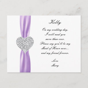 Tarjeta De Honor Diamond Heart Púrpura Boda