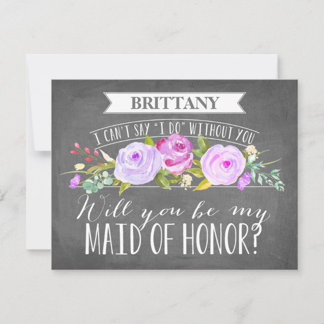 Tarjeta De Honor Maid | Bridesmaid (Anverso)
