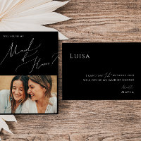 Tarjeta de honor Maid of Honor Black Minimal Scrip