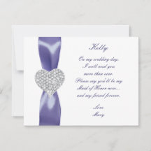 Tarjeta De Honor Púrpura Blue Diamond Heart Maid O