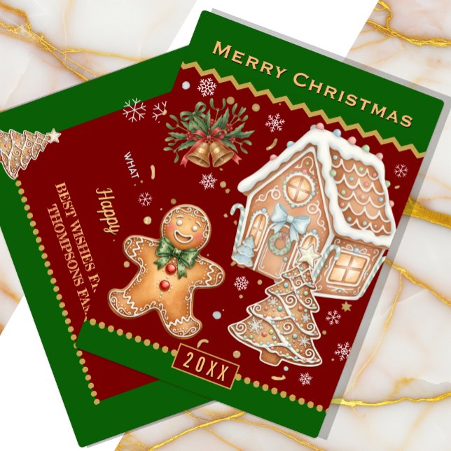 Tarjeta de horneado para navidades, casa, hombre d (Gingerbread Cookies Christmas Card)