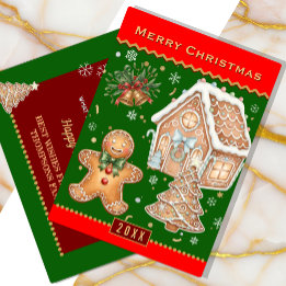 Tarjeta de horneado para navidades, hombre de pan