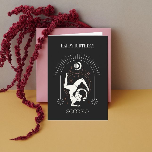 Tarjeta de Horóscopo Zodiac Místico de Feliz Cumpl (HappyBirthday Mystic Scorpio Zodiac Horoscope Card)
