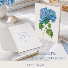 Tarjeta de Hortensia Azul Pensando en Ti