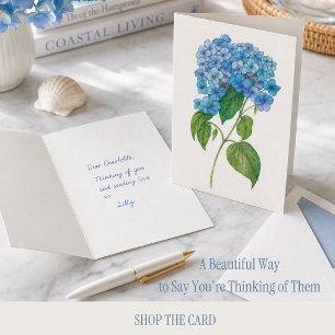 Tarjeta de Hortensia Azul Pensando en Ti