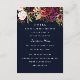 Tarjeta de Hotel para Boda de Otoño con Flores de