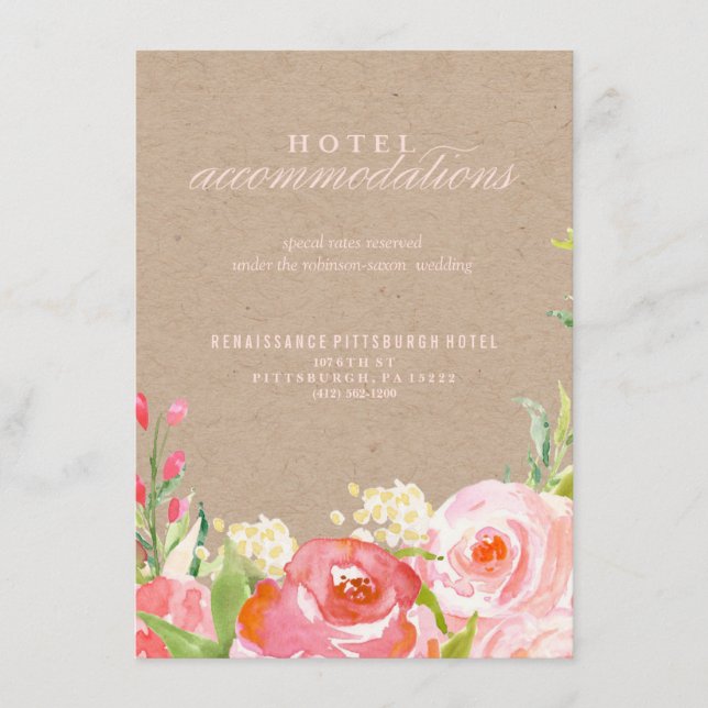 Tarjeta de hotel RUSTIC KRAFT CASCADING FLOWERS (Anverso)