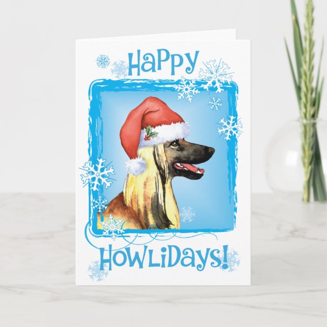 Tarjeta de hound feliz afgana de Howliday (Anverso)
