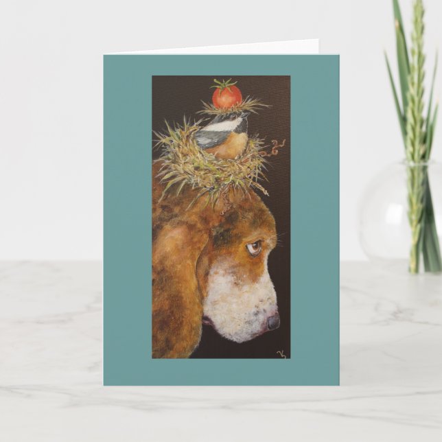 Tarjeta de hound y pollita (Anverso)