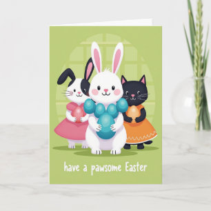 Tarjeta de huevo de amigos animales festivos