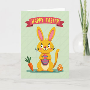 Tarjeta de huevo de conejo de Pascua de oro falso