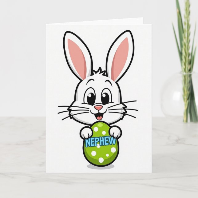 Tarjeta de huevo de conejo feliz sobrino (Anverso)