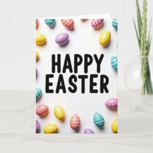 Tarjeta de huevo de lunares de Pascua feliz