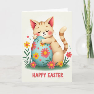 Tarjeta de huevo de Pascua de gato rayado