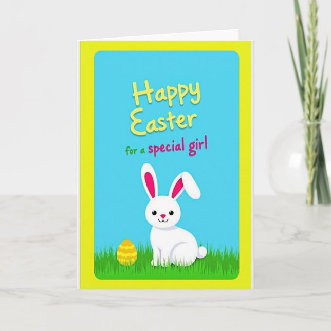 Tarjeta de huevo rayado de Pascua feliz (Anverso)