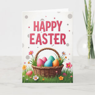 Tarjeta de Huevos de Canasta de Pascua Feliz